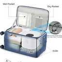 Hanke 28 Inch Expandable Checked Luggage with Cup Holder and Charger Port, Top Opening Hard Shell Large Suitcases with Wheel, Big Travel Rolling Suitcase Trunk Luggage with Lock,Interstellar Blue