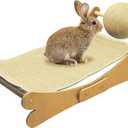 Fhiny Rabbit Scratch Toy, Natural Sisal Bunny Scratching Ball with Sisal Pad Scratcher Bed Hammock Bunny Claw Interactive Toys Mini Beach Chair Nail Scratching Post Mat Lounge for Indoor Kitten Ferret