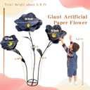 5.9 Ft Large Paper Artificial Flowers,Giant Flowers for Decoration,Standing Huge Handcrafted Poppy Flowers for Garden,Hotel,Office,Photography Props,Wedding,Art Gallery,Shop Window Display(Black)