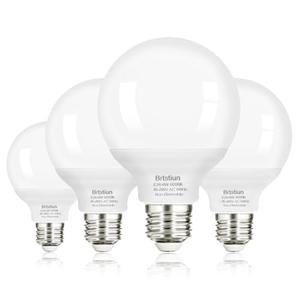Brtstiun G25 LED Light Bulbs, Round Vanity Light Bulbs for Bathroom, 40W Equivalent, Cool White 4000K, E26 Base Globe Light Bulb, 600LM, Non-Dimmable, 3-Pack