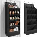 Over the Door Shoe Organizer with Large Deep Pockets, Shoes Rack for Closets' Door, Hanging Shoe Rack for Closet Organizers & Storage, Behind the Door Narrow Shoe Holder for Shoes, Black