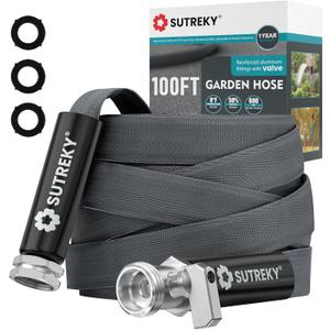100ft Garden Hose, Ultra Lightweight All-Weather Water Hose, Durable & Flexible, Built-in Valve, Leak-free Connections, TPU Water Hose, Drinking Water Safe