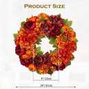 24" Artificial Fall Floral Wreath for Front Door Autumn Wreath with Pumpkin Peony Hydrangea for Halloween Thanksgiving Day Indoor Outdoor Farmhouse Window Wall Dcor