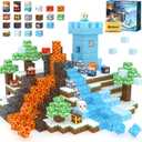 Magnetic Blocks - Build Mine Magnet World Ice Lava Set, Vibrant Colorful Building Blocks with Ultra Magnet Strength for Kids Ages 3-8, STEM Toys Creative Gifts for 3+ Year Old Boys Girls (100PCS/0.8")