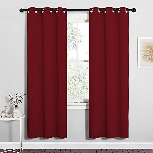 NICETOWN Burgundy Red Blackout Curtains 78 inches Length for Bedroom, 2 Panels, 42" Wide, Thermal Insulated Decoration Drapes for Office Window