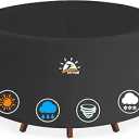 Zettum Round Patio Table Cover 96 Inch  600D Outdoor Furniture Cover Round Waterproof & Heavy Duty, Lawn Furniture Set Covers Large for Outside Dining Table and Chairs Seating  96 x 96 x 28 Inch