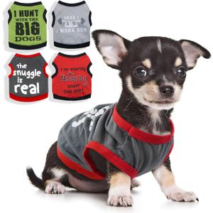4 Pieces Dog Clothes for Small Dogs Boy Soft Dog Shirts Cute Chihuahua Yorkie Teacup Dog Clothes Pet Puppy Cat Tiny Dog Outfits (X-Small)