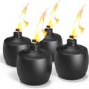 4-Pack Citronella Tabletop Torches, MQKIWAO 21 oz Table Top Torches for Outdoor, Metal Oil Burner Candles, Garden Torches with Fiberglass Wick for Yard, Patio, Deck, Garden, Party, Landscape (Blac 4 PCs)