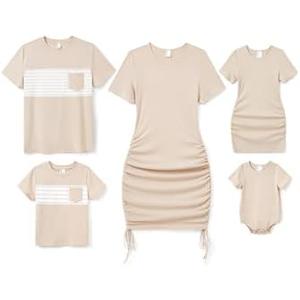 PATPAT Matching Family Outfits Mommy and Me Summer Outfits Short Sleeve Bodycon Dresses and T-Shirts Size L