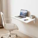 White Wall Mounted Folding Table 23.6"x15.7" Fold Down Wooden Wall Desk for Small Spaces, Floating Laundry Folding Table for Kitchen or Office