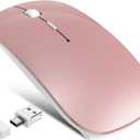 Wireless Mouse Jiggler - Bluetooth Rechargeable Computer Mouse with Undetectable Jiggler Mice Mover, Silent Click Slim Optical USB C Mouse for iPad Pro MacBook Air/Pro Mac Laptop PC - Rose Pink