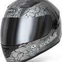 KEEBIK Motorcycle Skull Helmets for Adult Men Women, Full Face Lightweight Street Bike Racing DOT Graffiti Helmet with Extra Clear Visor (MOR2, Medium)