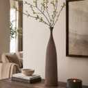 Tall Ceramic Vase, Slim Matte Decor, 17.7 Inch, Tea Brown