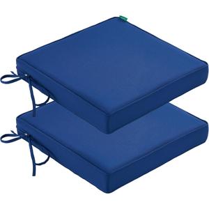 Patio Chair Cushions Waterproof Outdoor Seat Cushions for Patio Furniture Set of 2 with Ties, 22 x 22 Inch, Navy Blue