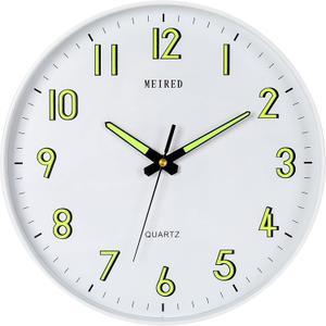 MEIRED Night Light Wall Clock 12 Inch Silent Non Ticking Battery Operated Wall Clocks Glow in The Dark, Lighted Up Wall Clock for Bedroom Living Room/Kitchen, White