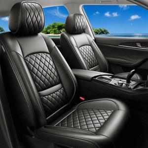 Fit Canyon Car Seat Covers for GMC Canyon 2015-2025 2026 - Luxury Leather, Anti-Slip, All-Weather Seat Cushions, Waterproof & Breathable, Airbag Compatible, Full 5-Seat Set (Black)