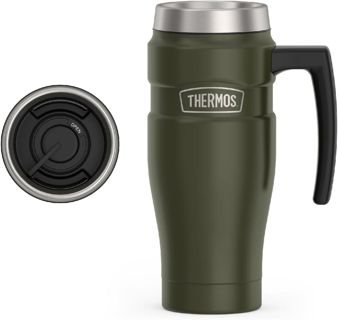 THERMOS Stainless King Travel Mug with Handle, 16oz, Army Green