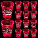 2025 Graduation Party Cups 24 Pack - Glow in The Dark 16oz Plastic Red Cups for Indoor Outdoor Celebrations, Grad Party Supplies & Decorations, Class of 2025 Drinkware with Luminous Design