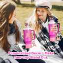 2 x 7PCS Stanley Cup Accessories Set - Pink Tumbler Initials Decorations for 30oz 40oz, Includes Bow Straw Topper, Handle Charm, Letter Sticker, Silicone Boot, Spill Proof Stopper (Letter A-Z)