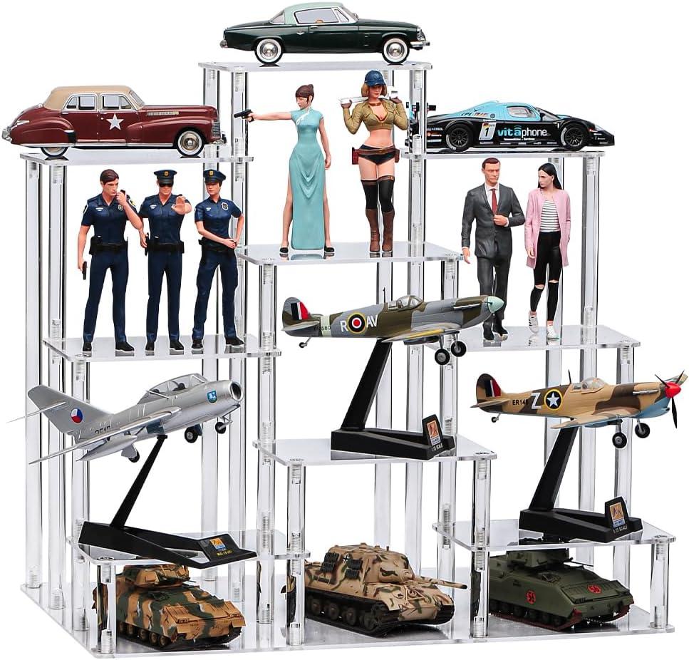 Clear Acrylic Display Risers Stand Shelf, Acrylic Stands Display for Action Figures Collectibles Perfume Organizer Stand,Pop Figures Stand Risers for Decorating & Organizing (9 Tier)