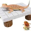 Bearded Dragon Shedding Rock, Bearded Dragon Pumice Stone Platform for Shedding, Calcium Stone with Wooden Pile, Reptiles Claw Grinding Block to Remove Dead Skin, Reptile Tank Care Accessories