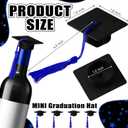 Qunclay 60 Pieces Mini Graduation Cap Hats Plastic Grad Cake Supplies Cover Toppers for Graduation Party Decorations(Black Blue)