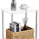 Clear Acrylic Side Table, 2-Tier End Table for Living Room, Small Modern Bedside Tables Nightstand for Bedroom, Home Decor Accent Table, 15.7" L x 11.8" W x 19.82" H, Clear