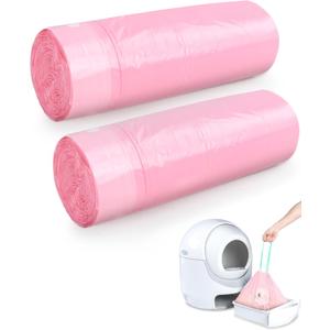 40 Count Cat Litter Box Liners for Automatic Cat Litter Box and Litter-Robot 4/3, Heavy-Duty, Extra Thick, Pink (20 Count (Pack of 2), Pink Kitten)