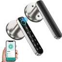 Fingerprint Door Lock-biometric Door Lock-Smart Door knob-with passcode keypad keyless Entry Door Handle,for Bedroom Home Hotel Office (Silver APP)