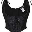 Scarlet Darkness Corset Tops for Women Renaissance Underbust Corset Boned Lace Up Corsets (Black, M)