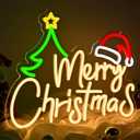 FRAMICS Merry Christmas Neon Sign-10 Adjustable Brightness LED Christmas Decorations Light Up Wall Decor with 9.8 FT USB Power Cord Wall Neon Light for Windows, Living Room, Bedroom, Party, Gifts