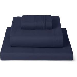Mellanni Twin XL Sheets Set - 3 PC Iconic Collection Bedding - Hotel Luxury, Extra Soft, Cooling Bed Sheets - Wrinkle, Fade, Stain Resistant (Twin Extra Long, Navy Blue)