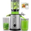 Cold Press Juicer, ECOSELF Juicer Machines with Large Feed Chute Fit Whole Fruits & Vegetables, Self Feeding for Juice Extractor Machine, Easy to Clean and Assemble, High Juice Yield