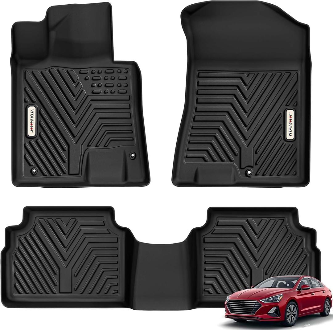YITAMOTOR Floor Mats Fit for 2020-2026 Hyundai Sonata / 2021-2026 Kia K5 (Only FWD Models, Not for AWD/Hybrid), TPE Custom Fit All Weather Sonata Accessories for 1st & 2nd Floor Mats Set