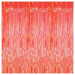 KatchOn, Neon Red Streamers Party Decorations -3.2x8 Feet | Graduation Backdrop for Graduation Decorations 2025 | Red Backdrop for Carnival Decorations | Red Fringe Backdrop, Red Birthday Decorations