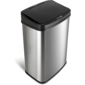 Ninestars Automatic Touchless Infrared Motion Sensor Trash Can, 13 Gal 50L, Stainless Steel Base (Rectangular, Black Lid), Black Trim Ninestars Automatic Touchless Infrared Motion Sensor Trash Can, 13 Gal 50L, Stainless Steel Base (Rectangular, Black Lid), Black Trim