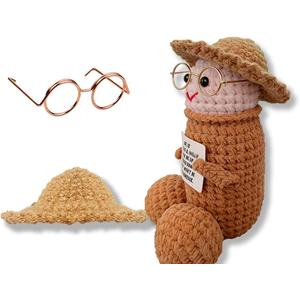 3 x AicooFest Funny Emotional Support Crocheted Stuffed Plush Toy Gift with Positive Message, Cute Birthday Memorial Day Gift.