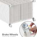 WOWLIVE Laundry Basket with Wheels, Heavy Duty Laundry Hamper with Wood Lid, Clothes Hamper with Divided Removable Liner Bag, Large Capacity Iron-Made Laundry Sorter Laundry Room Organization (White)