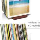 Premium Vinyl Record Storage - a Mid-Century Style Record Holder for Albums, 60-70 LP Capacity - Complements Any Record Player (Brown)