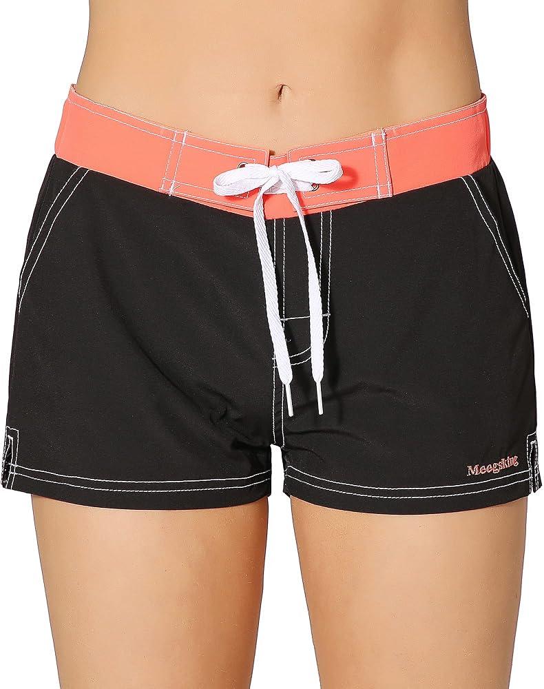 Women Quick Dry Swimwear Trunks Sports Board Shorts with Soft Briefs Inner Lining L