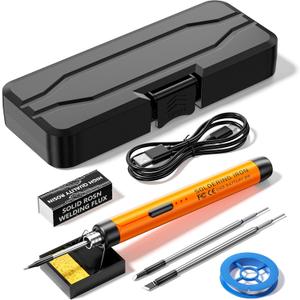 Cordless USB Rechargeable Portable Soldering Iron, 3-speed Temperature Adjustable, Heating Core, Soldering Iron Cord, Rosin, Soldering Iron Stand, Storage Case