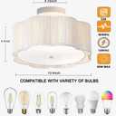 13.4" Rattan Flush Mount Ceiling Light Fixtures,3-Light Boho Nursery Light Fixtures Ceiling Mount for Bedroom, Mini Rattan Chandelier, White Small Chandelier Lighting for Dining Room Hallway