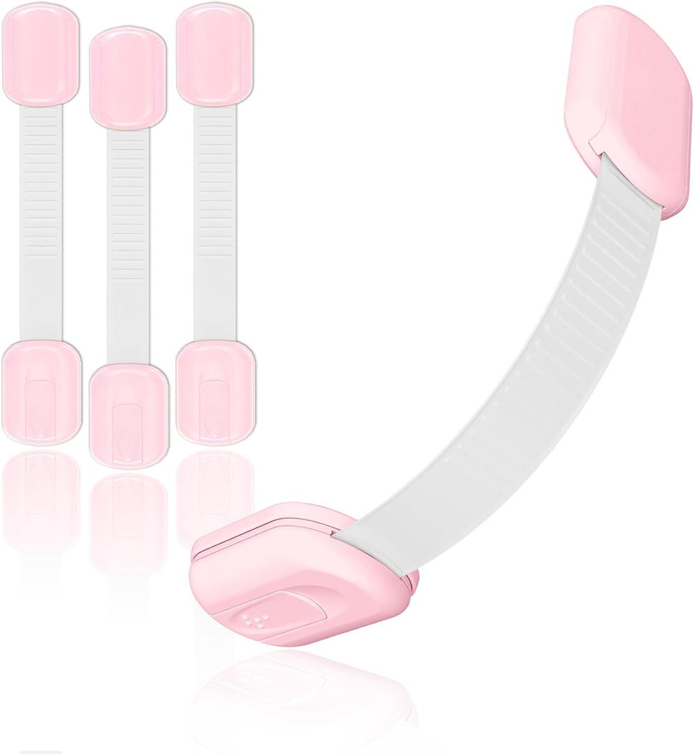 Cabinet Locks Provide Effective Baby Proofing - No Screws and Magnets Required Multi-purpose Suitable for Furniture Ovens Drawers Kitchens Toilet Seats (D - Pink, 1 pack of 4)