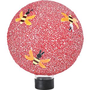 Gazing Ball 8 Inch Bee Glass Mosaic Garden Globe Outdoor Gazing Globe Yard Ornament for Garden Yard Home Lawn Outdoor Decoration Gift for Women (Not Solar Powered)