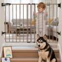 Babelio No Bottom Bar Baby Gate, 28" H x 26-43" W, Brown Wood Pattern