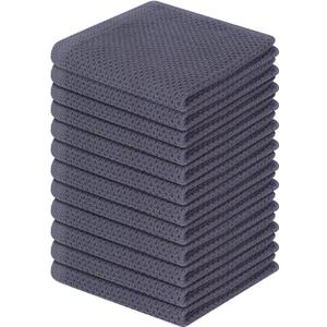 Homaxy 100% Cotton Waffle Weave Kitchen Dish Cloths, Ultra Soft Absorbent Quick Drying Dish Towels, 12 x 12 Inches, 12-Pack, Dark Grey