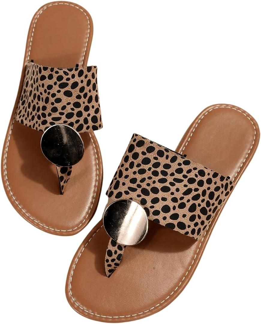 Verdusa Women's Leopard Print Flip Flop Sandals Casual Thong Sandals (6.5, Brown) Verdusa Women's Leopard Print Flip Flop Sandals Casual Thong Sandals (6.5, Brown)