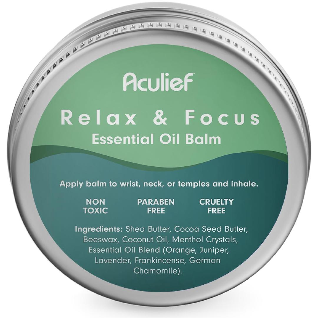 Aculief Relax & Focus Essential Oil Aromatherapy Balm - Shea Butter Cream - Cruelty-Free
