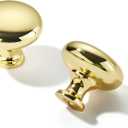 khtumeware 10 Pack 1-1/ 4 inch(32mm) Polished Brass Cabinet Knobs Dresser Knobs Round Unlacquered Brass Drawer Knobs Kitchen Cabinet Hardware Zinc Knobs for Dresser Drawers