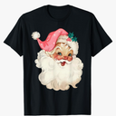 Santa Claus Pink Christmas Face Old Xmas Vintage Pink Santa T-Shirt size 3XL